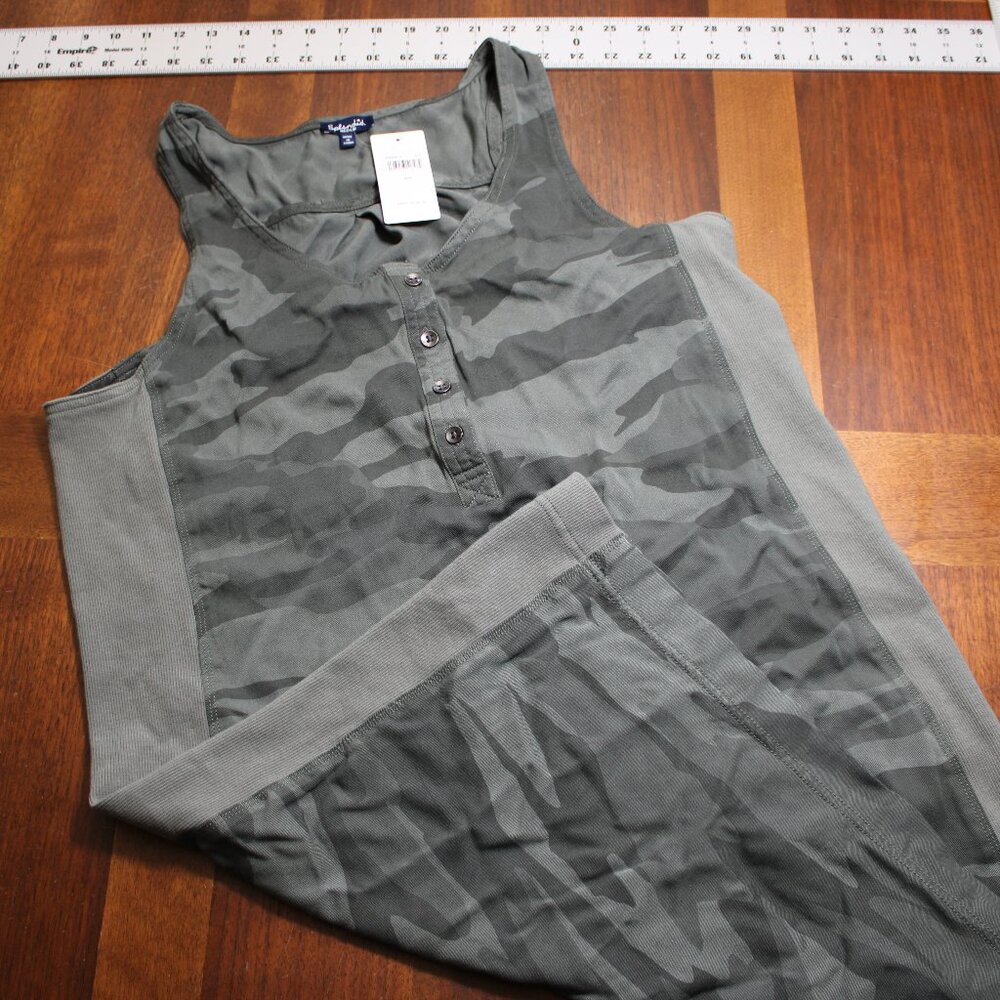 Splendid Sleeveless Camo Ribbed Button Front Dress Size Medium NWT